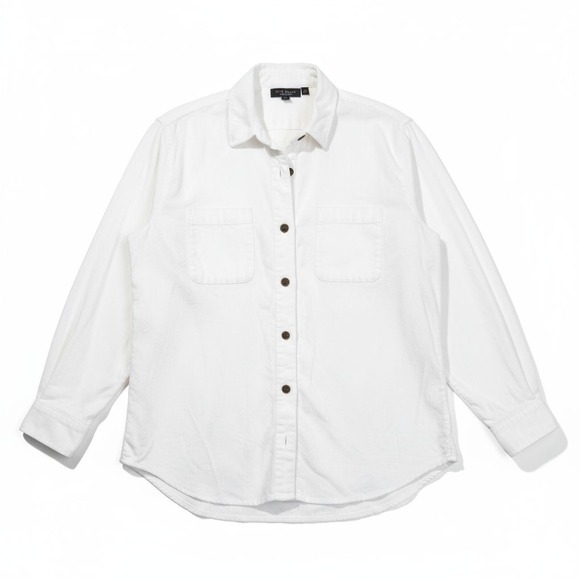 J.Crew White Corduroy Button Down Shirt Jacket Shacket Cotton Pockets Size XXL - Picture 2 of 13